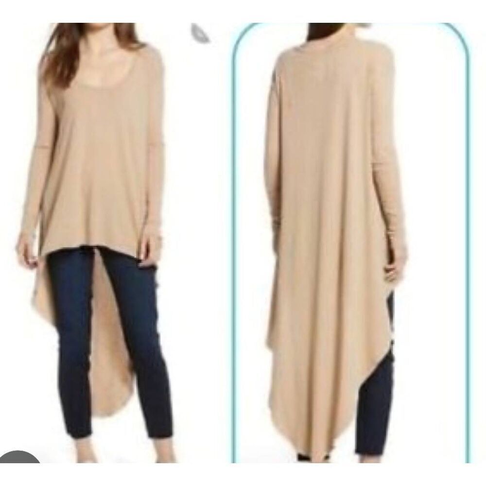 Frank&Eileen tan high low tunic top sz Small